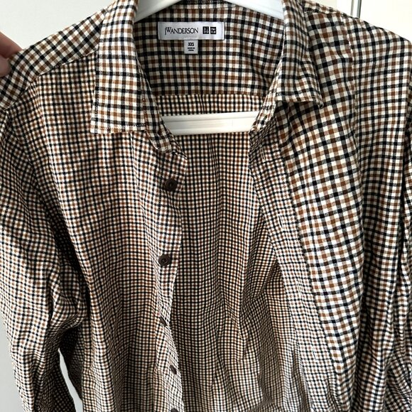 JW Anderson x Uniqlo Brown Checkered Shirt - Picture 1 of 3